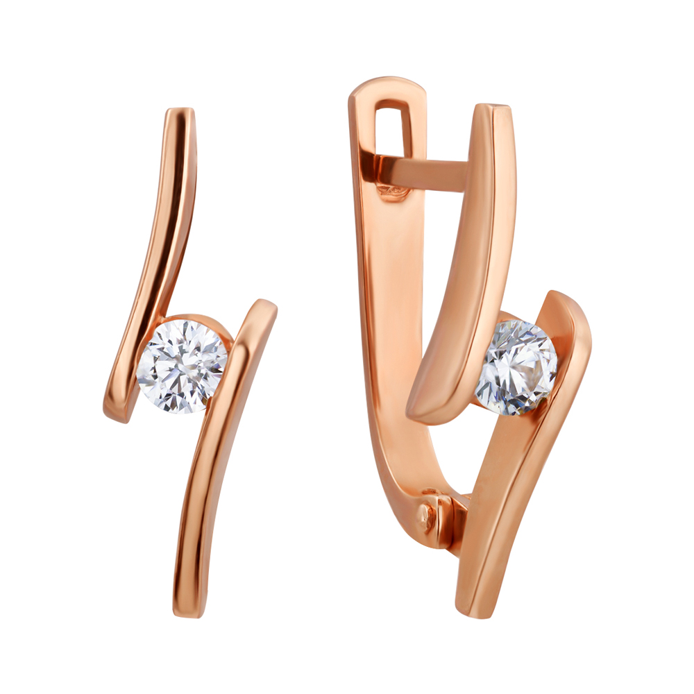 

Золотые серьги с цирконием Swarovski 000057023