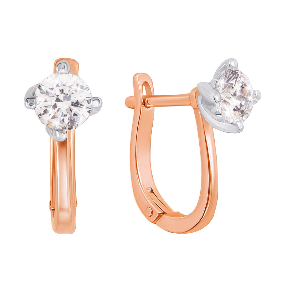 

Золотые серьги в комбинированном цвете с фианитами Swarovski 000129173