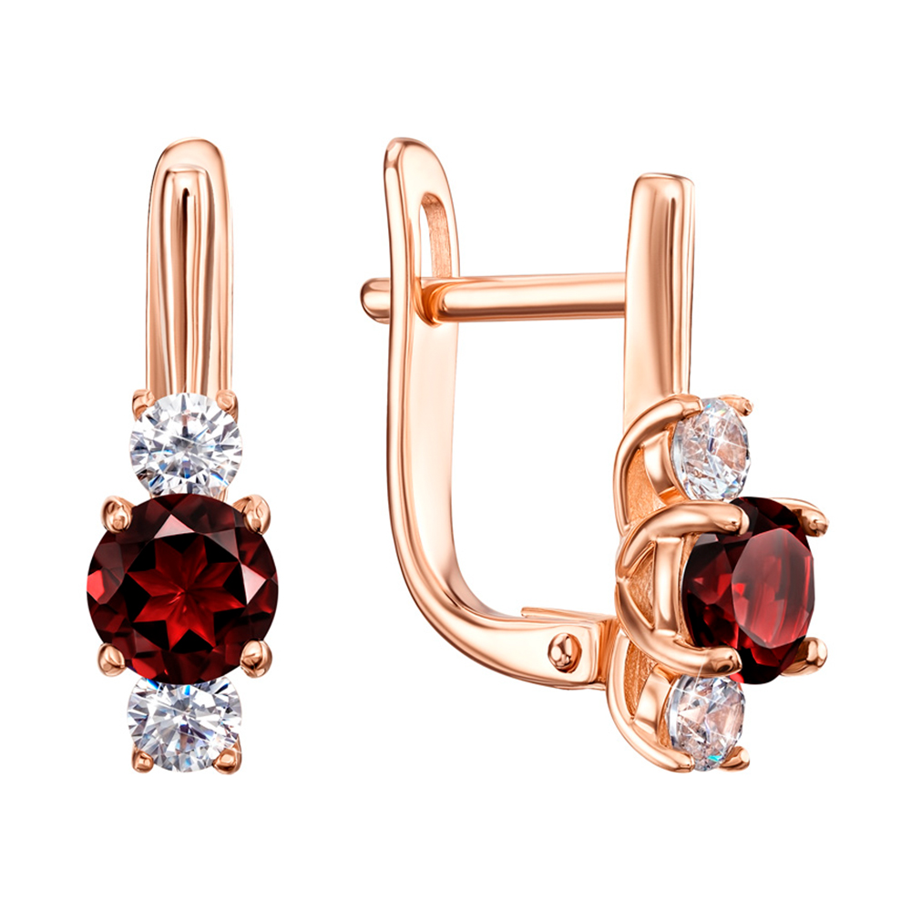 

Серьги из красного золота с гранатами и цирконием 000122354