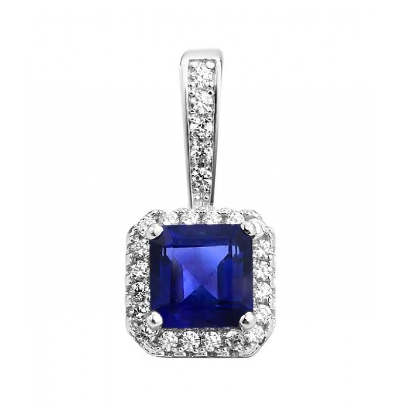 

Серебряный кулон с сапфиром и фианитами 000132728