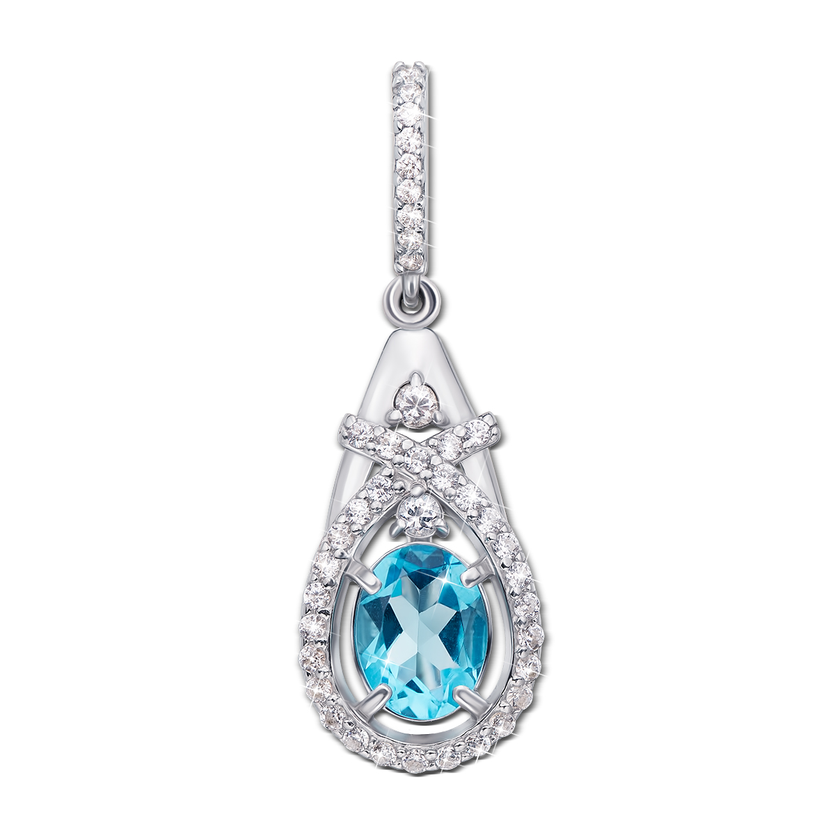 

Серебряная подвеска с топазом swіss blue и фианитами 000135426