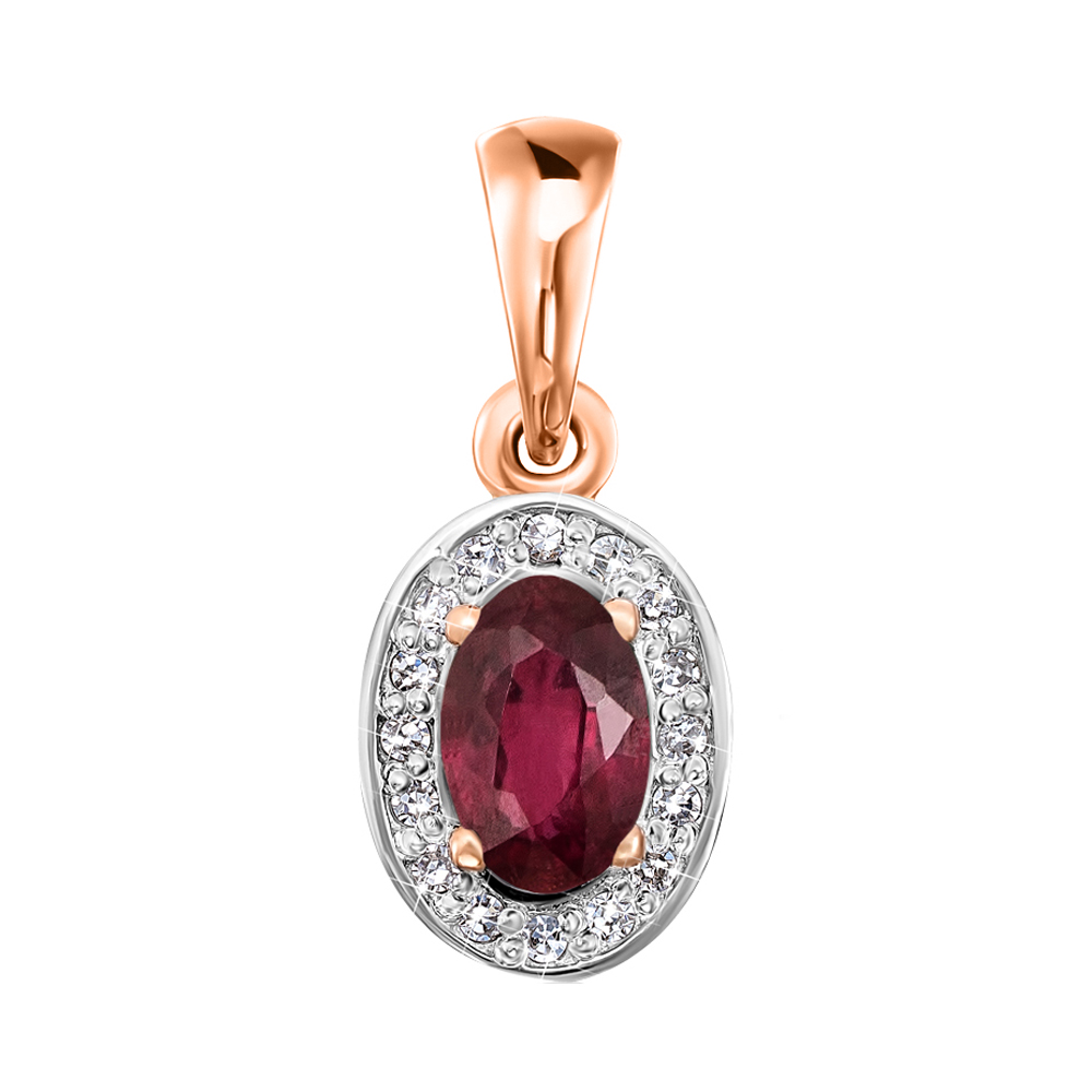 

Золотой кулон в комбинированном цвете с рубином и бриллиантами 000123645