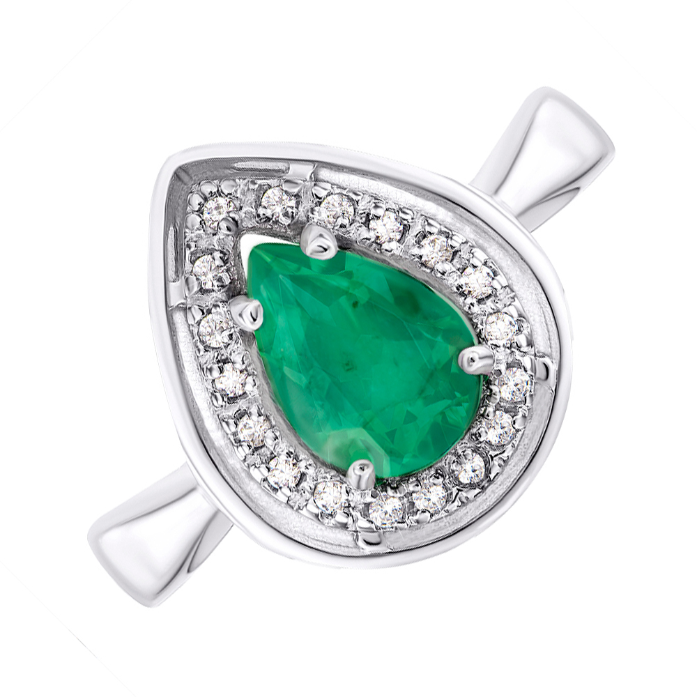 

Серебряное кольцо с изумрудом и цирконием 000143490 17.5 размера
