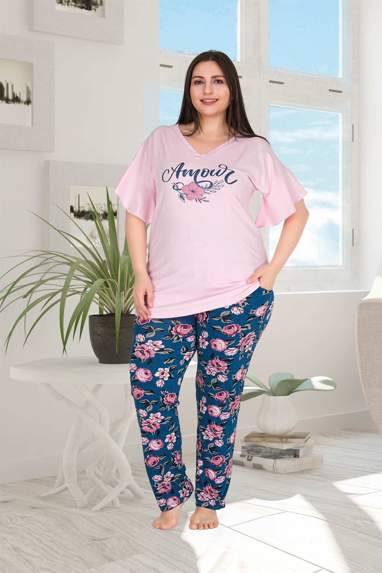 

Жіноча піжама великий розмір Lady 10779 3XL Мультицветной