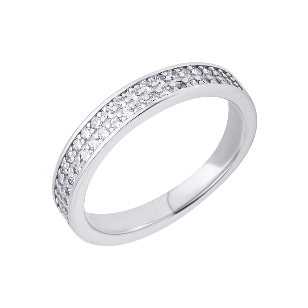 

Серебряное кольцо с дорожками из фианитов 000118422 17 размера