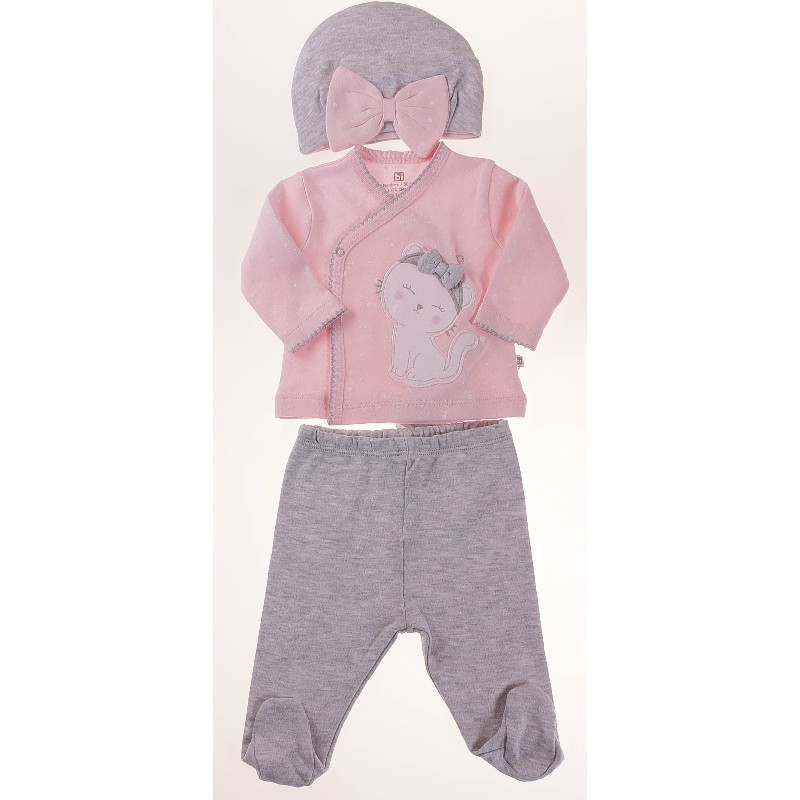 

Кофта + Повзуни + Шапка для девочки BIBABY 73200 50 см розовый/м-серый (478913)