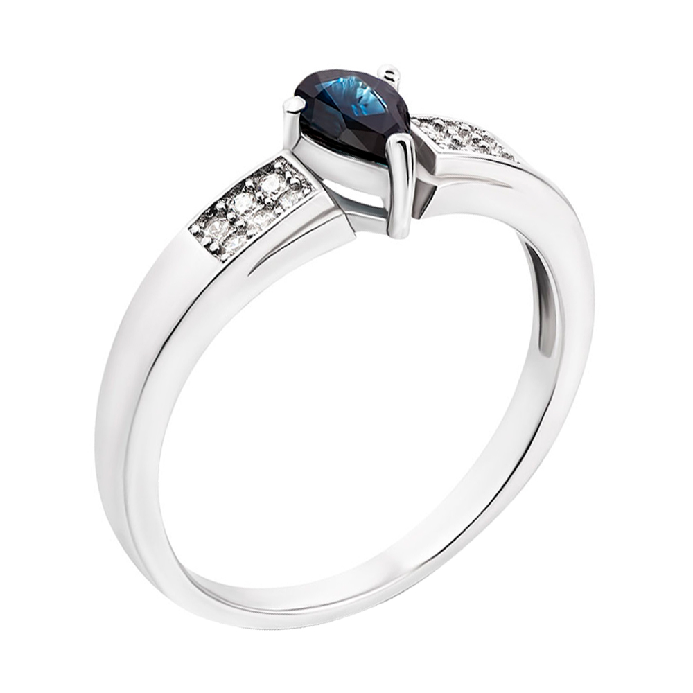 

Серебряное кольцо с сапфиром и фианитами 000132146 16 размера