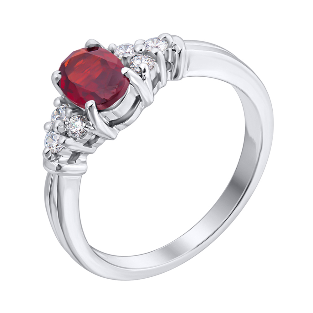 

Серебряное кольцо с гранатом и фианитами 000140131 17 размера