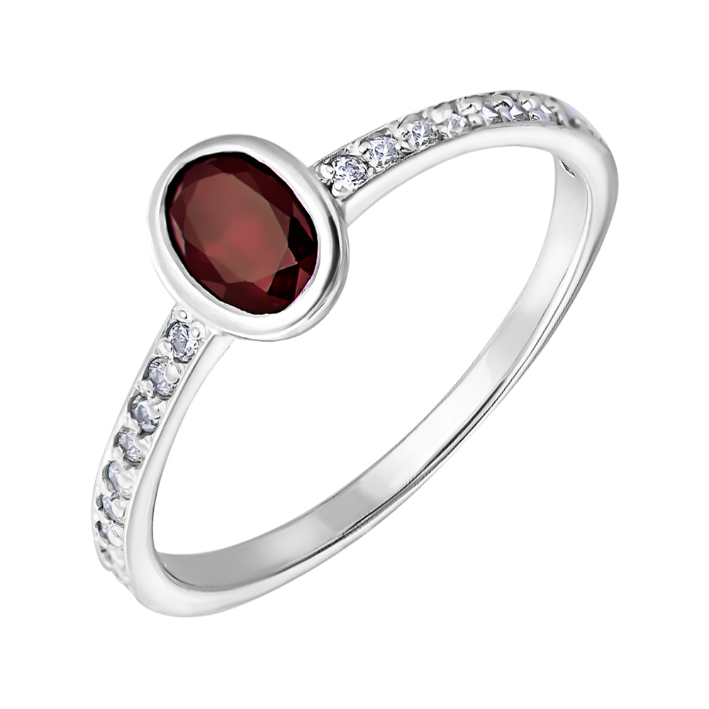 

Серебряное кольцо с гранатом и фианитами 000125131 18 размера