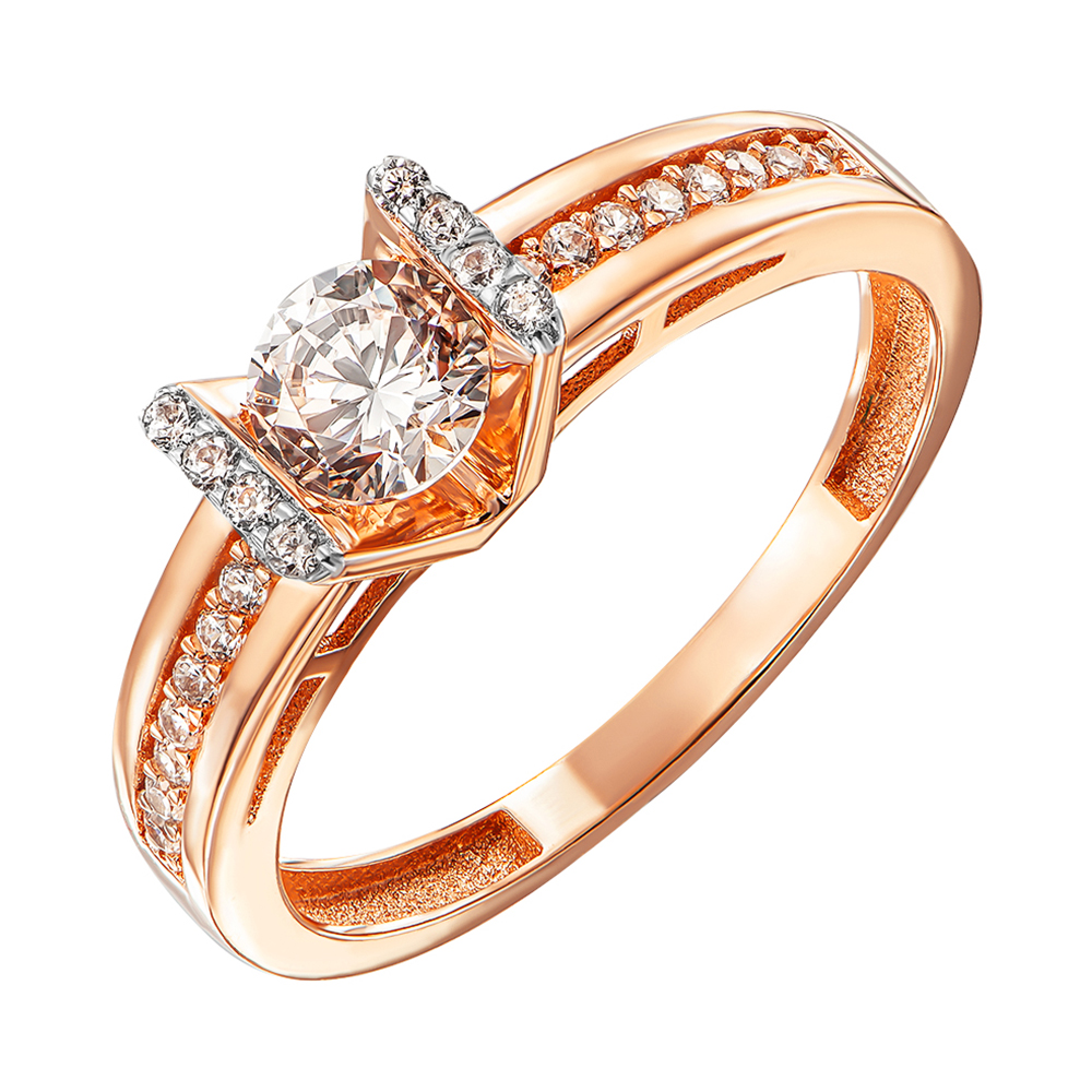 

Кольцо из красного золота с фианитами и родированием 000127993 18.5 размера