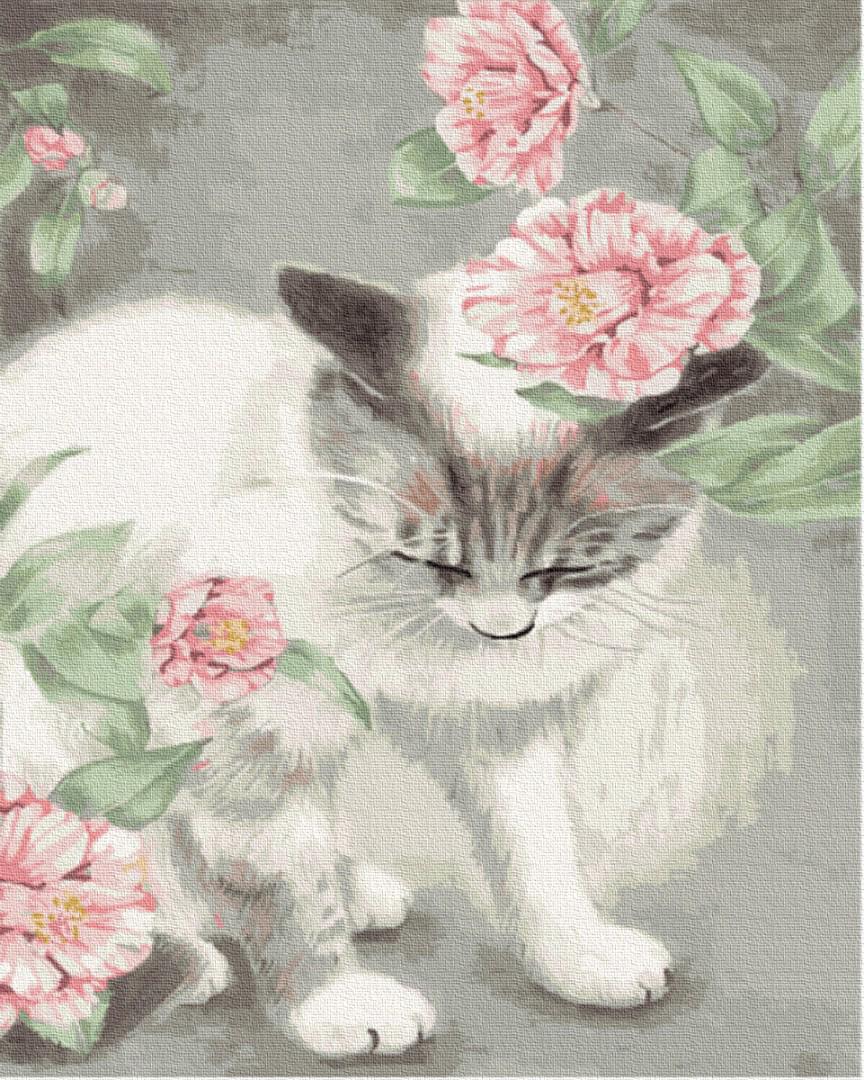 

Картина рисование по номерам BrushMe Кошечка в цветах BRM35652 40х50 см Коты и собаки набор для росписи краски, кисти, холст