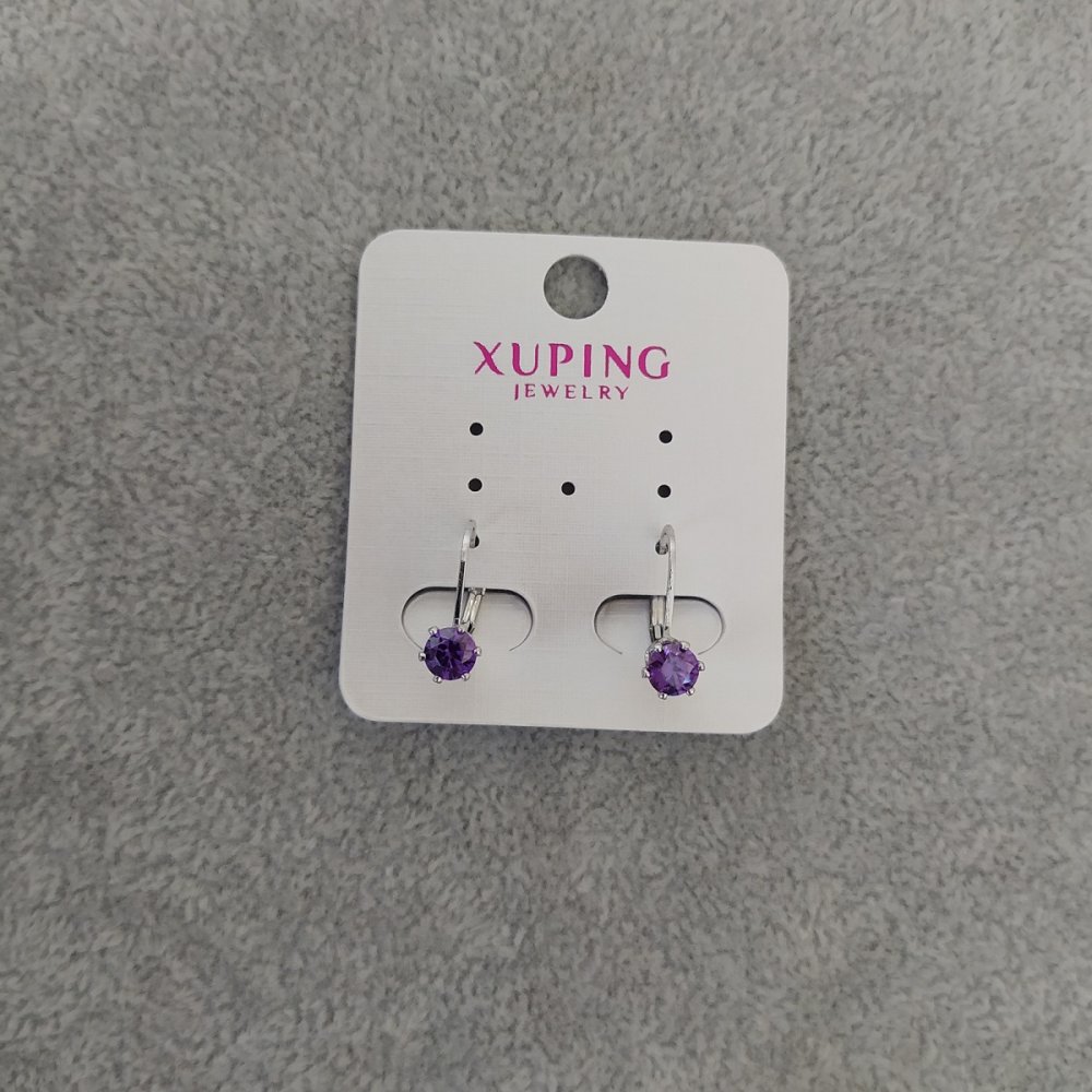 

Серьги Xuping с фиолетовыми камнями 4х12мм Родий, ida28879
