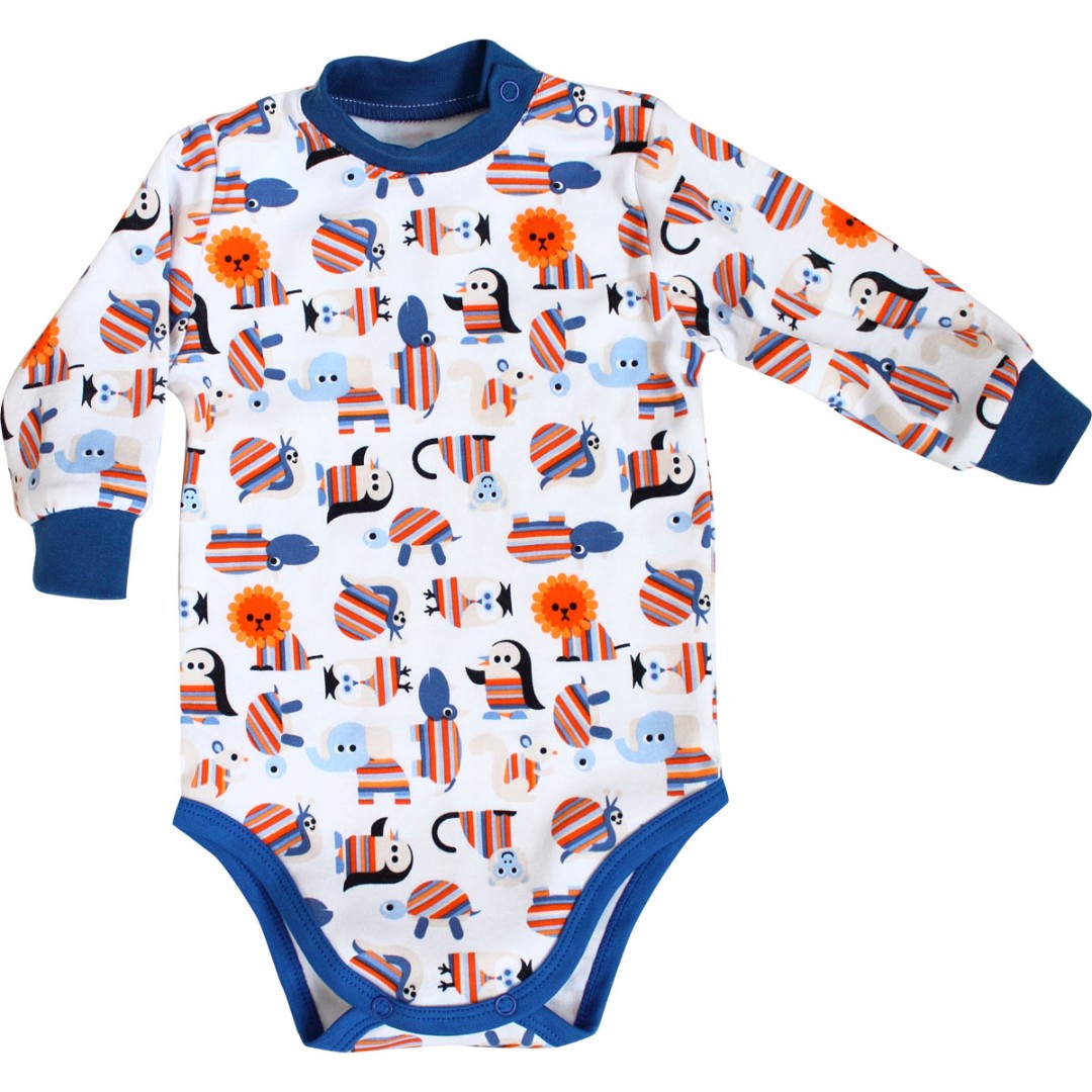 

Боді на довгий рукав, інтерлок 92 см. комбінований BD11-PingvinSyniy-28 Ladan