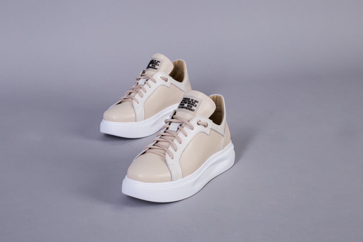 

Кеди жіночі шкіряні зі вставкою шкіри пітона LuxuryShoes 6702/36 Бежевий