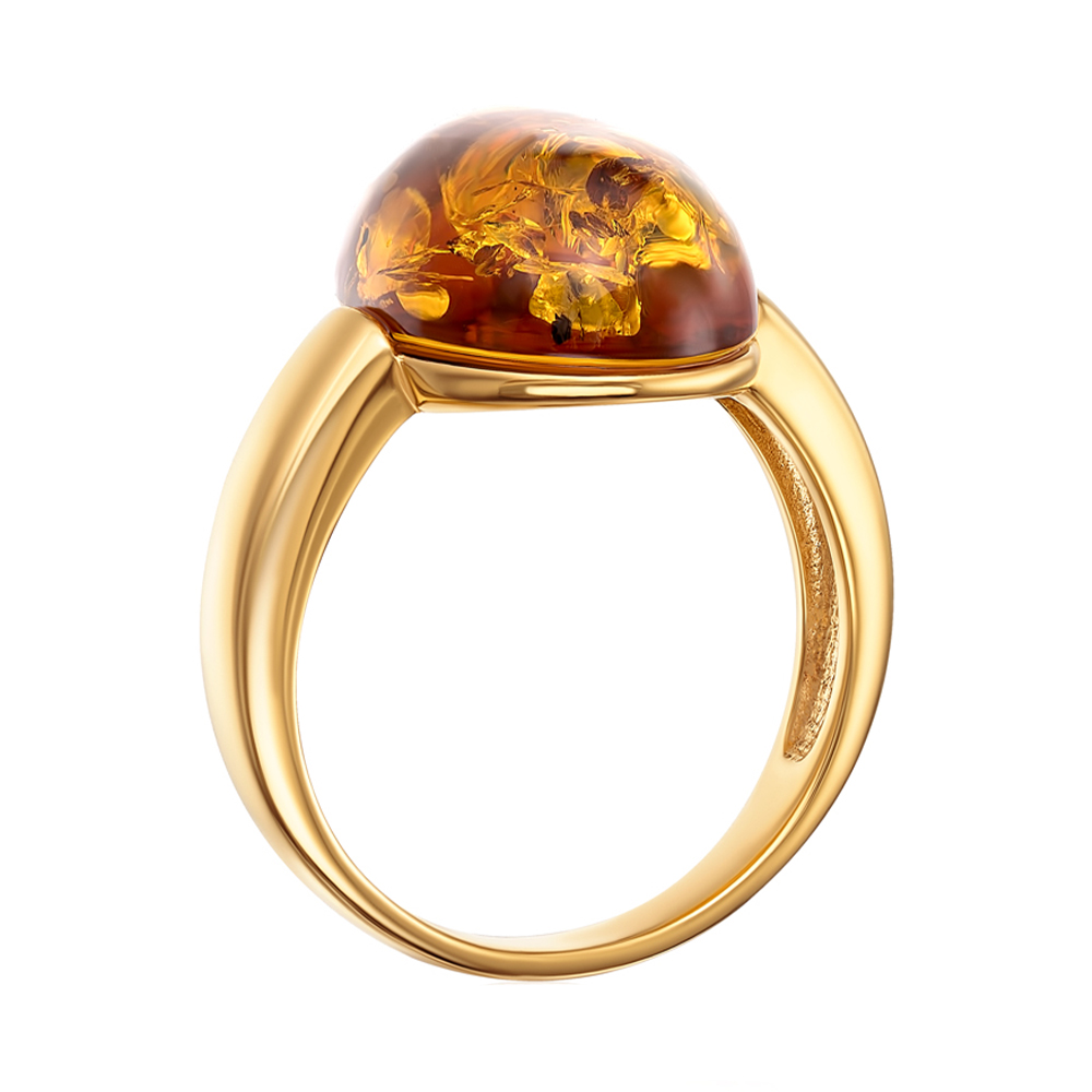 

Серебряное кольцо с янтарем и позолотой 000137645 16.5 размера