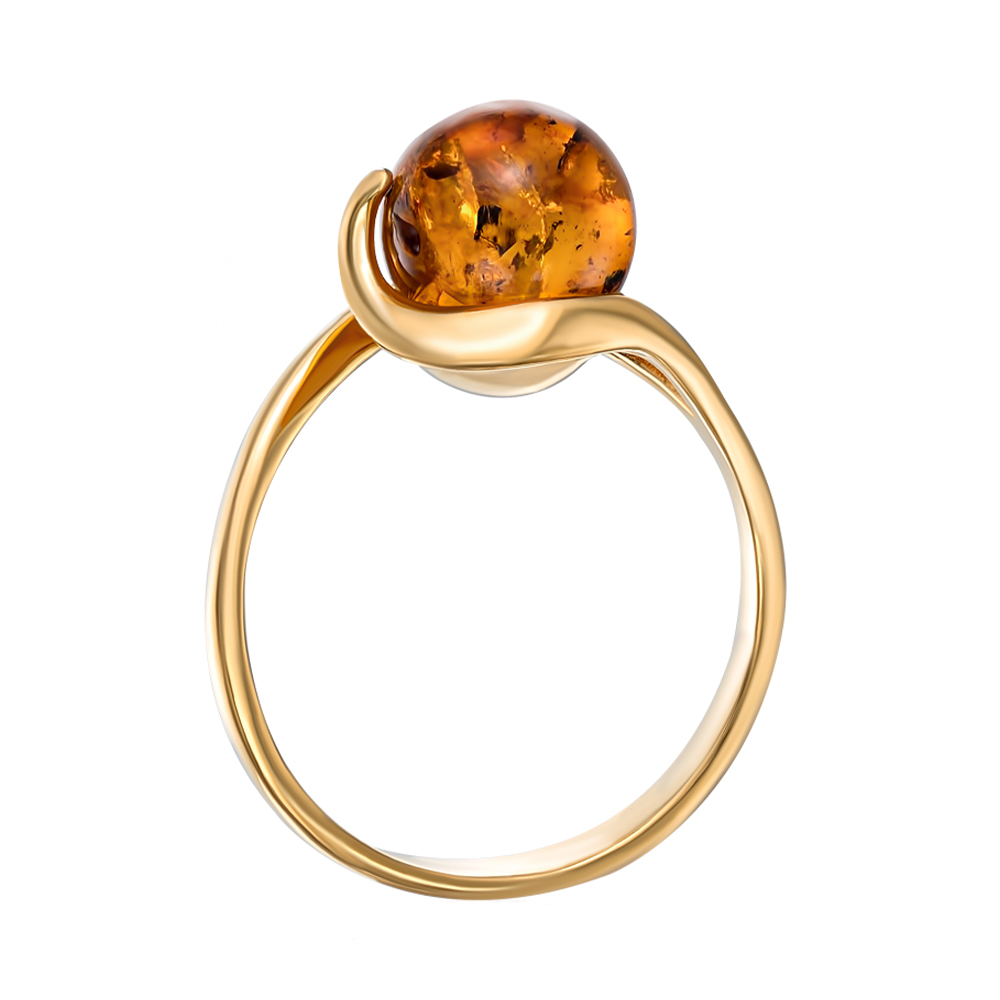 

Серебряное кольцо с янтарем и позолотой 000139193 15.5 размера