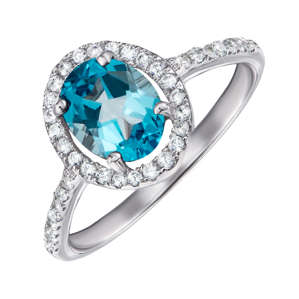 

Серебряное кольцо с топазом swiss и фианитами 000144901 16.5 размера
