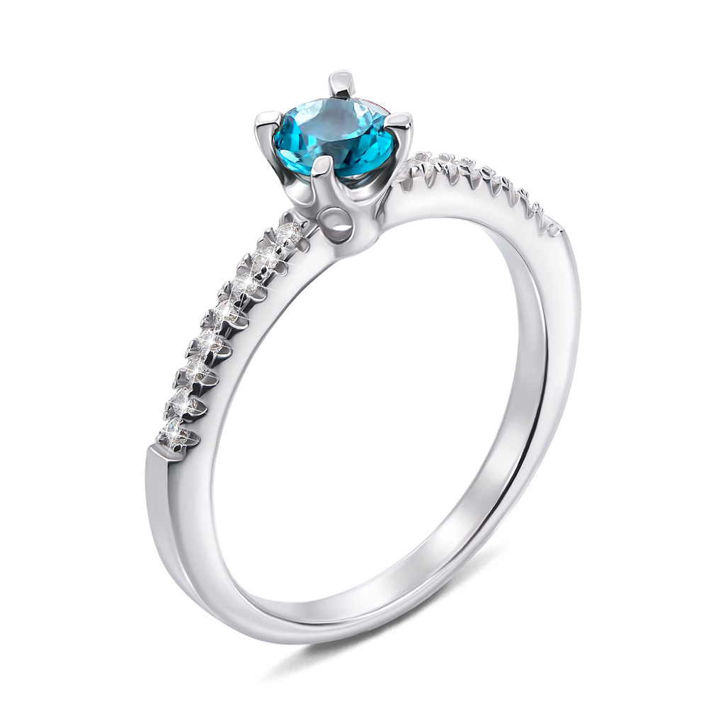 

Серебряное кольцо с топазом и фианитами 000136793 17 размера