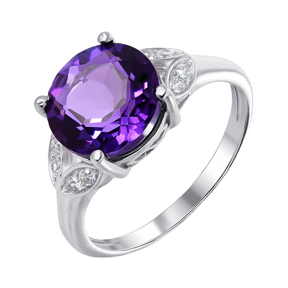 

Серебряное кольцо с аметистом и фианитами 000136438 17 размера