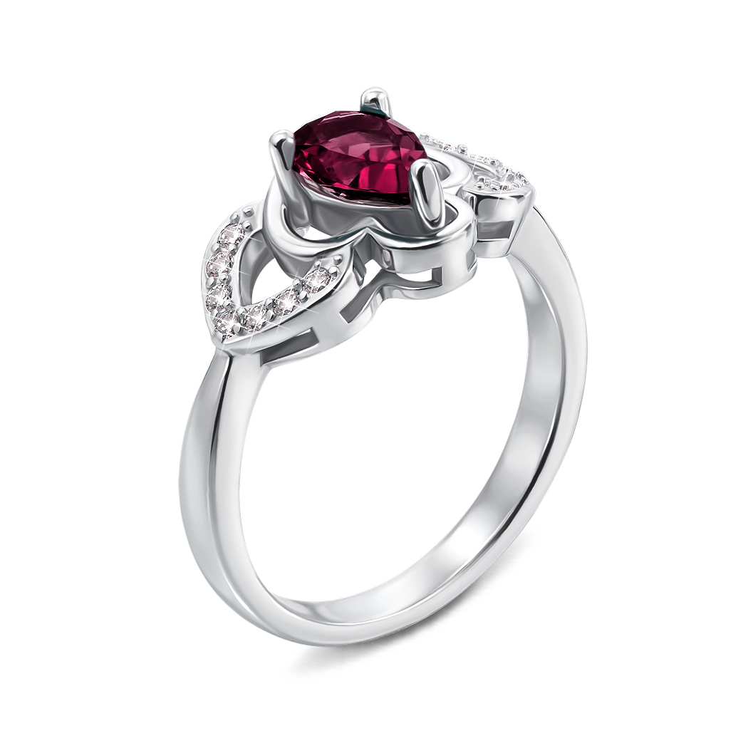 

Серебряное кольцо с рубином и фианитами 000133480 16 размера