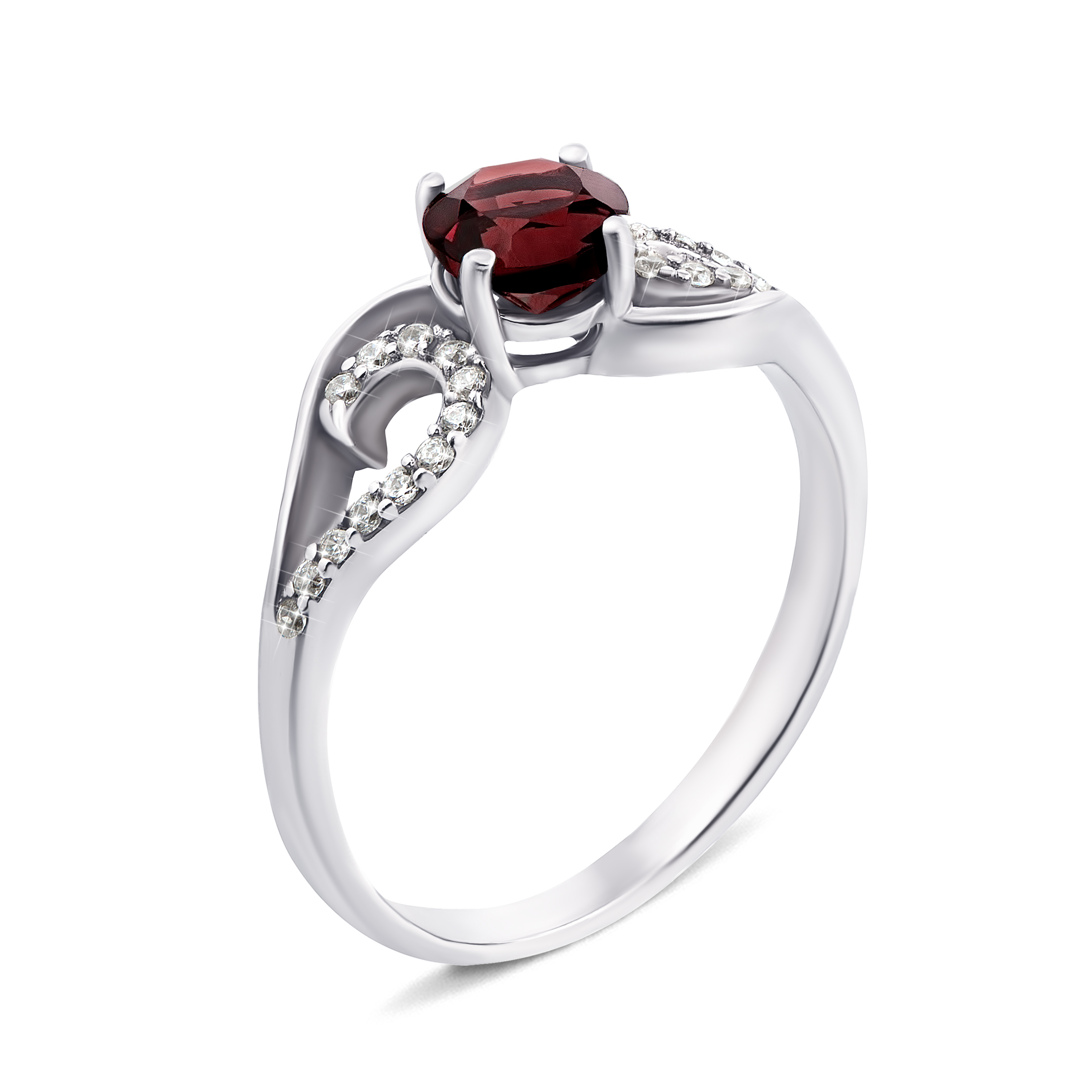 

Серебряное кольцо с гранатом и фианитами 000135006 18.5 размера
