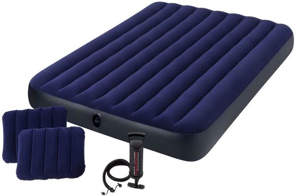 

Матрас надувной Intex Classic Downy Bed 64765 с подушками и насосом 152х203х25 см Синий