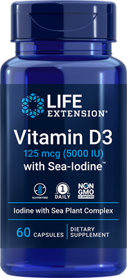 

Витамин D3 Vitamin D3 Life Extension с йодом 5000 МЕ 60 капсул (LE031)