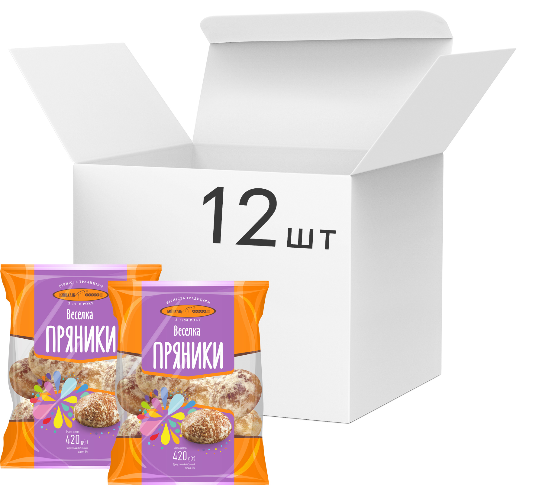 Упаковка пряников Київхліб Радуга 12 пачек по 420 г (4820136406486 ...