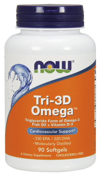

Рыбий жир Омега 3 + витамин D3 Tri-3D Omega Now Foods 90 капсул (NF511)