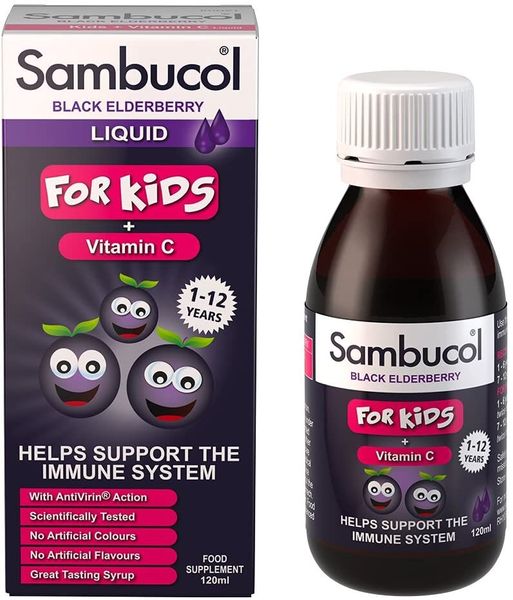 

Сироп черной бузины ждля детей Black Elderberry Sambucol 120 мл (DFF014)