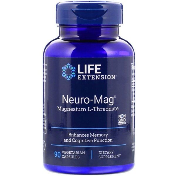 

Магний L-треонат Magnesium L-Threonate Neuro-Mag Life Extension 90 растительных капсул (LE090)