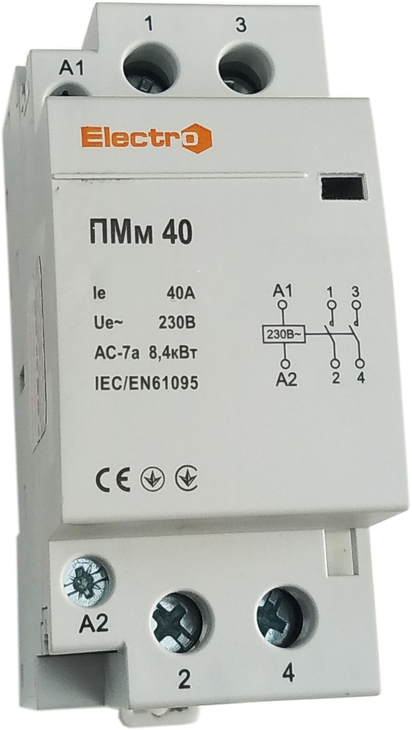 

Модульний контактор ElectrO ПМм 2 полюси 40A 2NO 230В