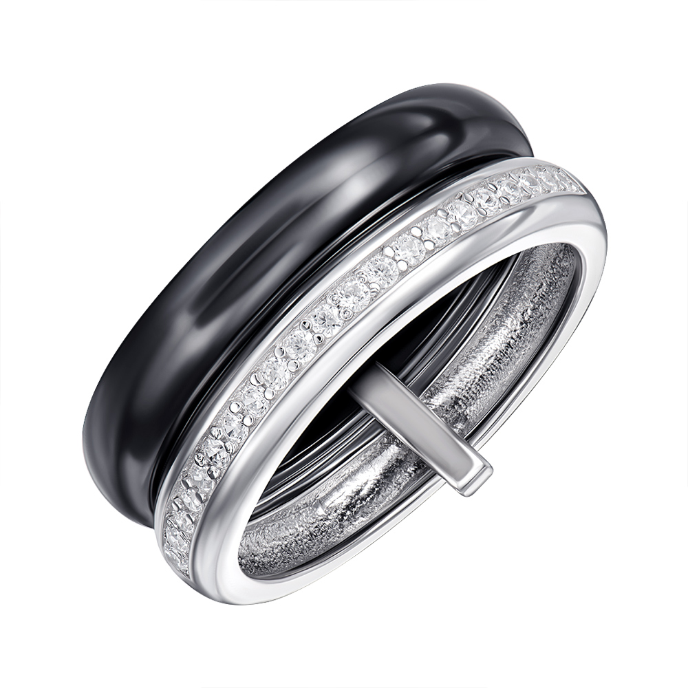 

Серебряное кольцо с керамикой и фианитами 000147837 17.5 размера