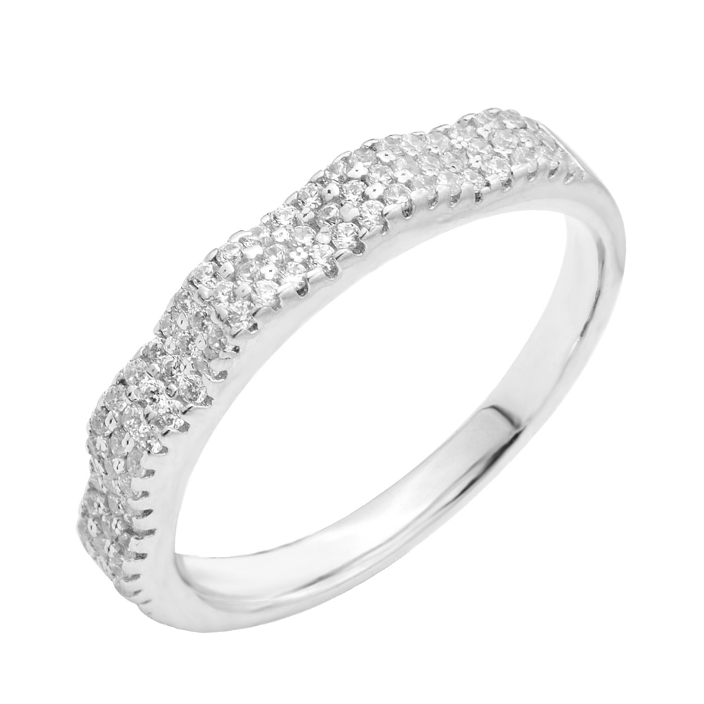 

Серебряное кольцо с усыпкой из фианитов 000124734 17.5 размера