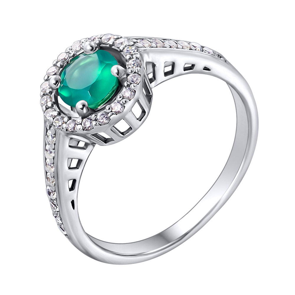 

Серебряное кольцо с агатом и фианитами 000122585 17.5 размера