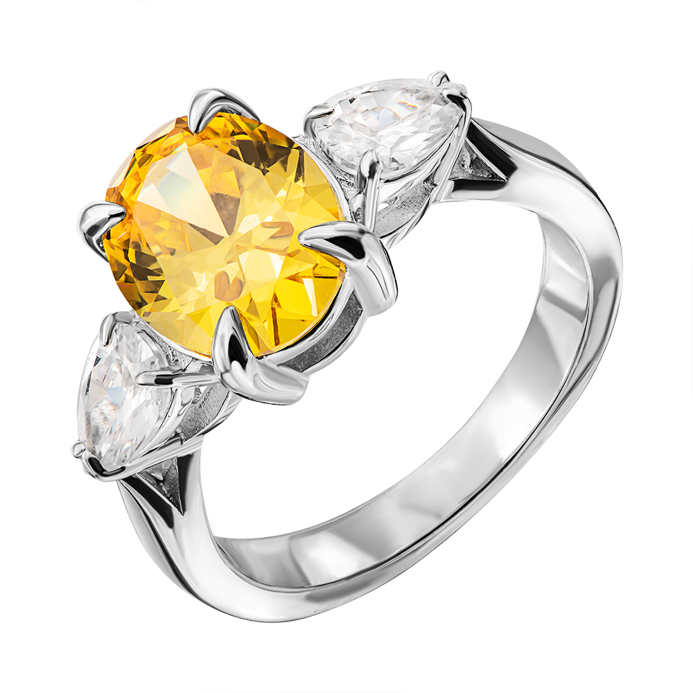 

Серебряное кольцо с желтым и белыми фианитами 000134011 16.5 размера