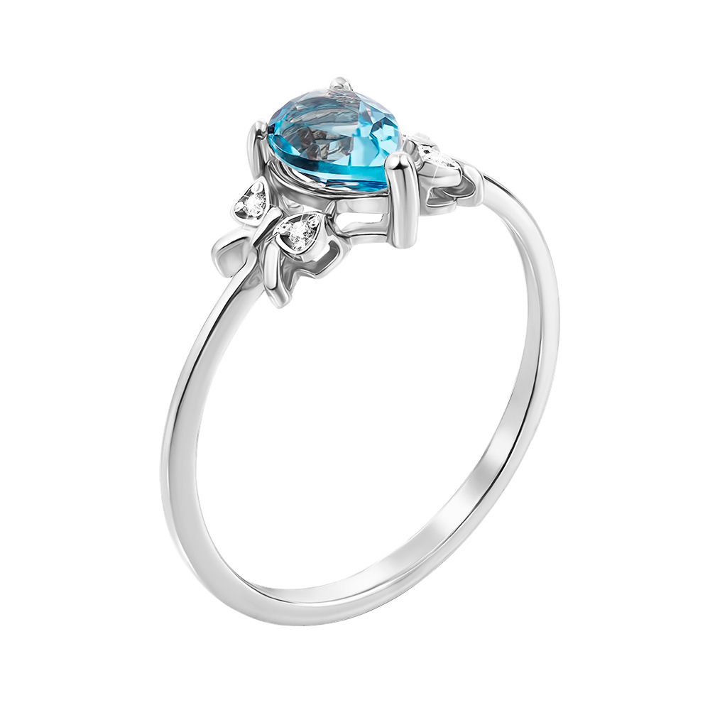 

Серебряное кольцо с топазом и фианитами 000147991 17.5 размера