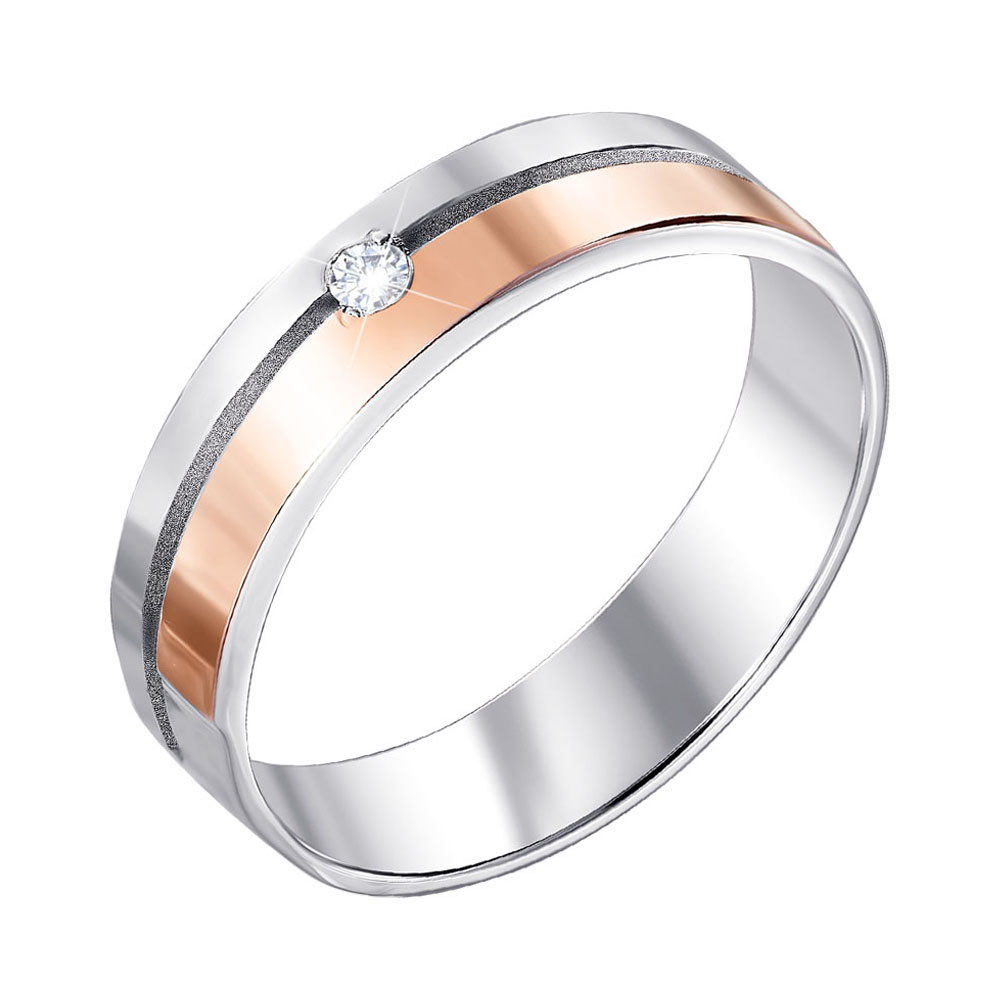 

Серебряное кольцо с золотой накладкой и фианитом 000140390 17.5 размера