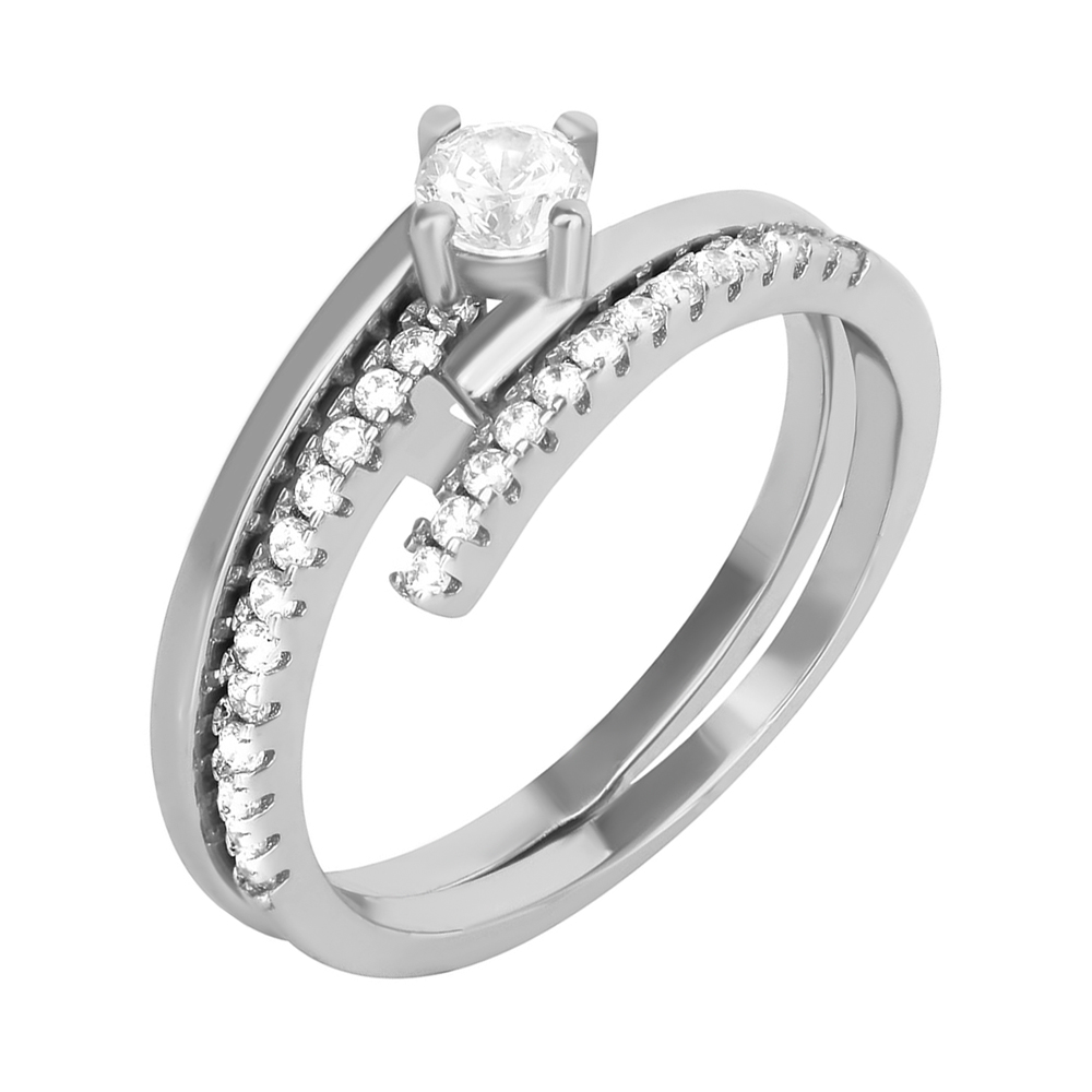 

Серебряное кольцо с фианитами 000042832 17.5 размера