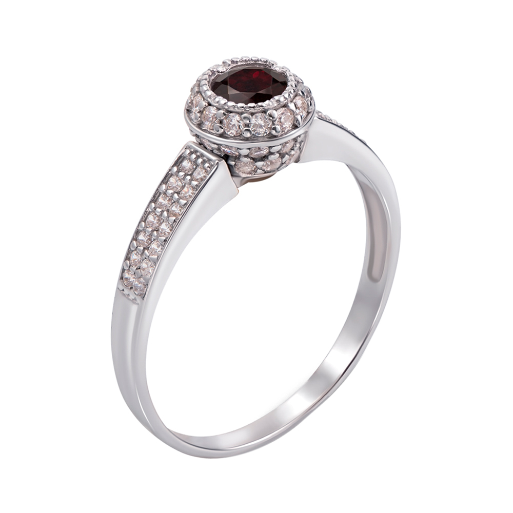 

Серебряное кольцо с гранатом и фианитами 000136416 18.5 размера
