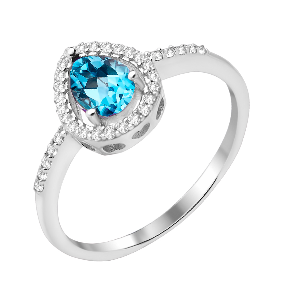 

Серебряное кольцо с топазом и фианитами 000125607 18 размера
