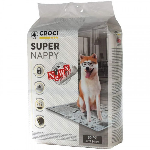 

Пеленки Croci Super Nappy для собак, принт газета, 84×57 см, 60 шт
