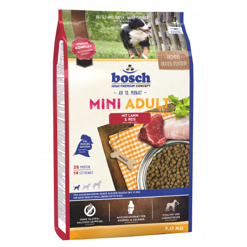 

Сухой корм Bosch HPC Mini Adult с ягнёнком и рисом, для собак, 15 кг