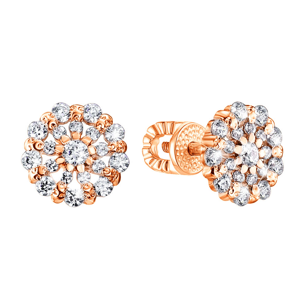 

Серьги-пуссеты из красного золота с цирконием Swarovski 000122809