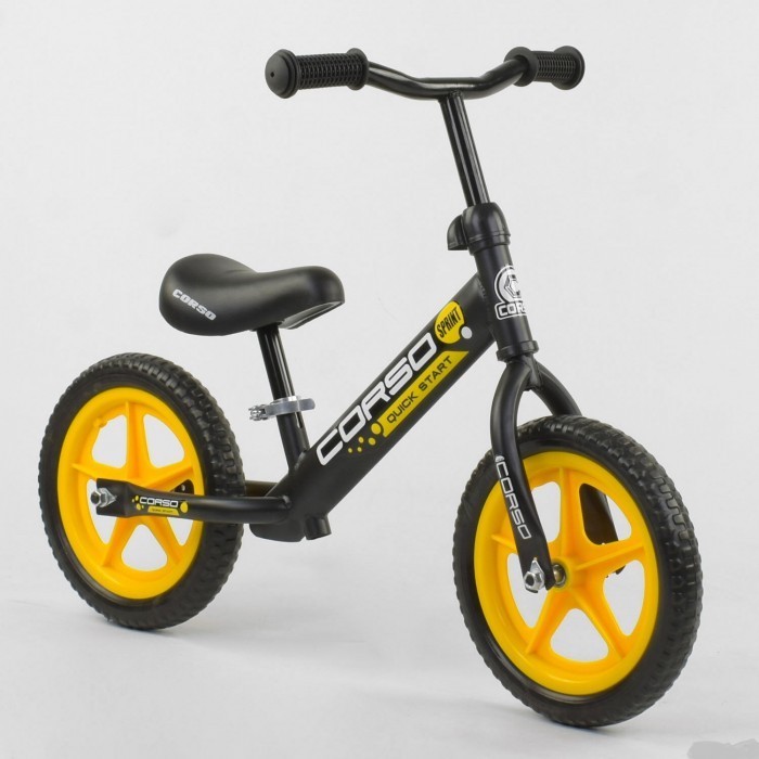 

Детский велобег Corso черный с желтыми колесами Quick Start MR 15004