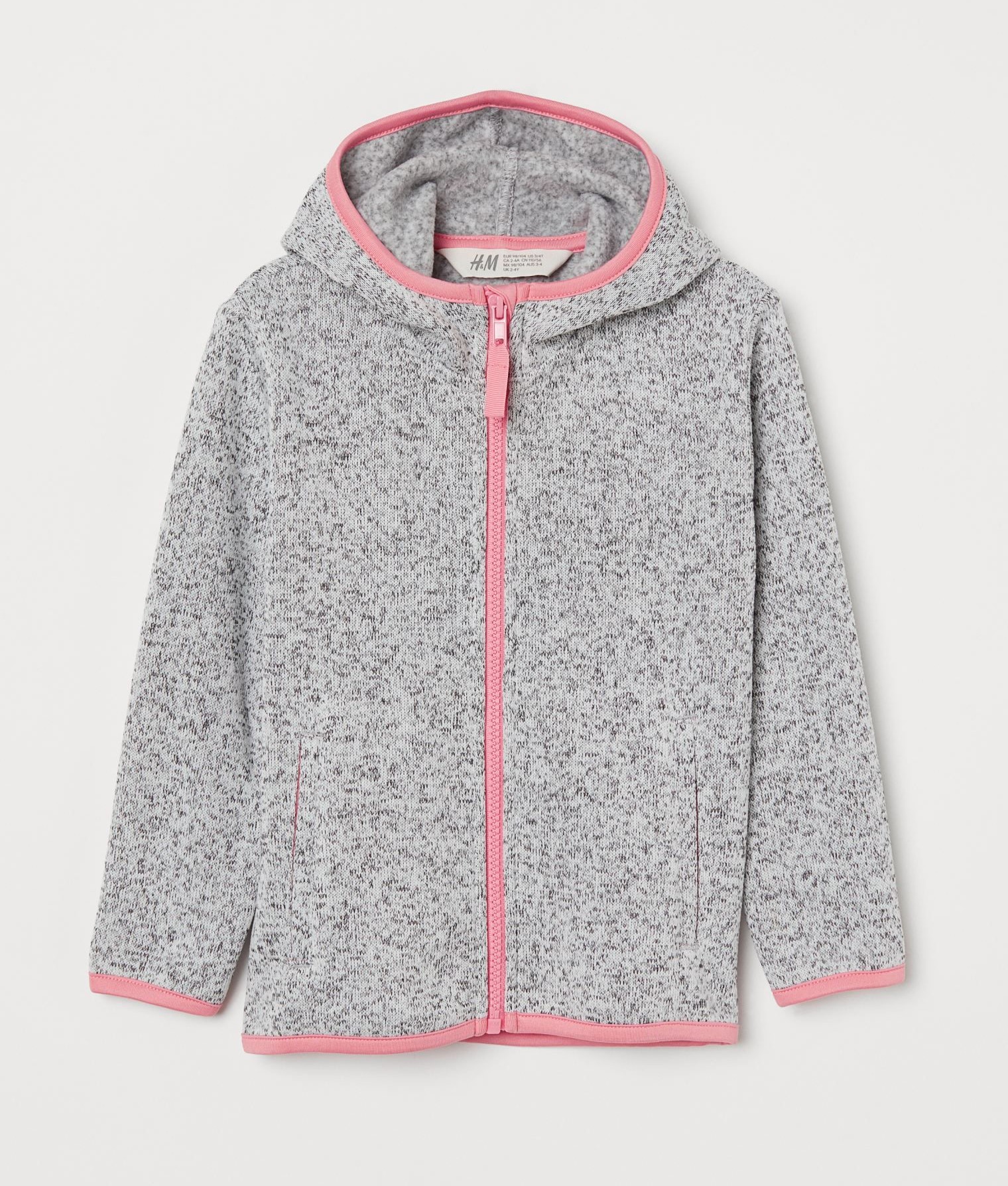 

Кофта детская H&M флисовая с капюшоном и карманами серая 98