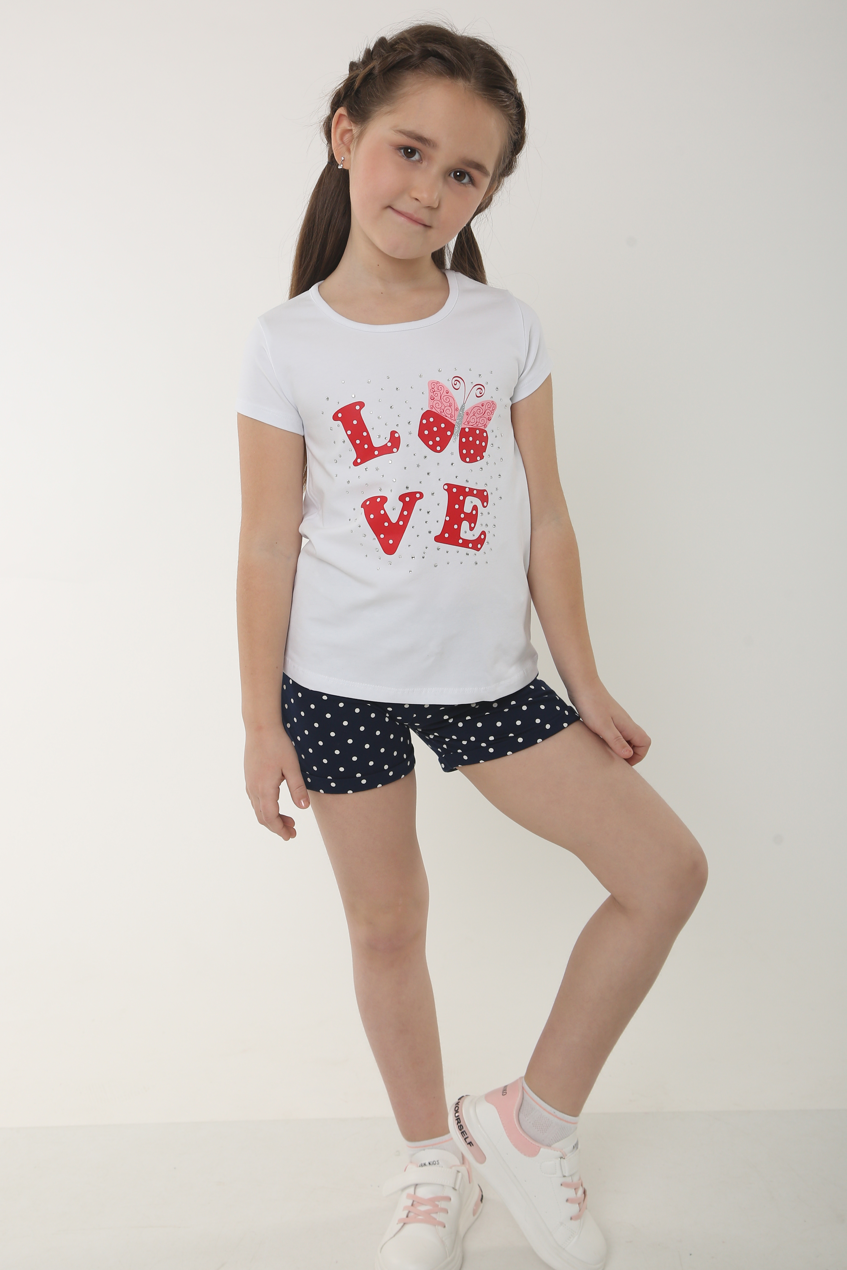 

Костюм для девочки Wanex с бабочкой и стразами бело-синий 104