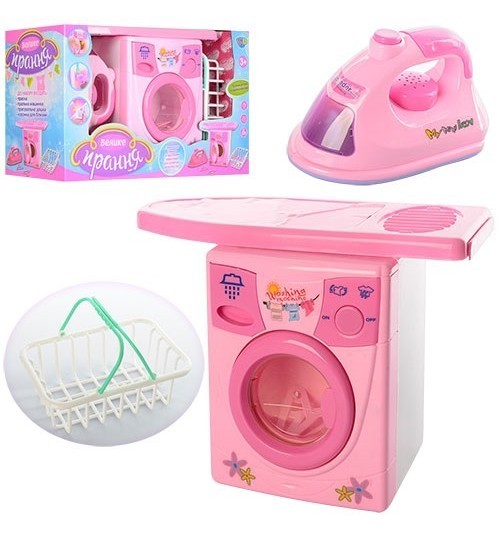 

​Набор Бытовой Техники A-Toys 2028A, утюг, глад.доска, стир.машина, звук, свет, 39-24-16 см