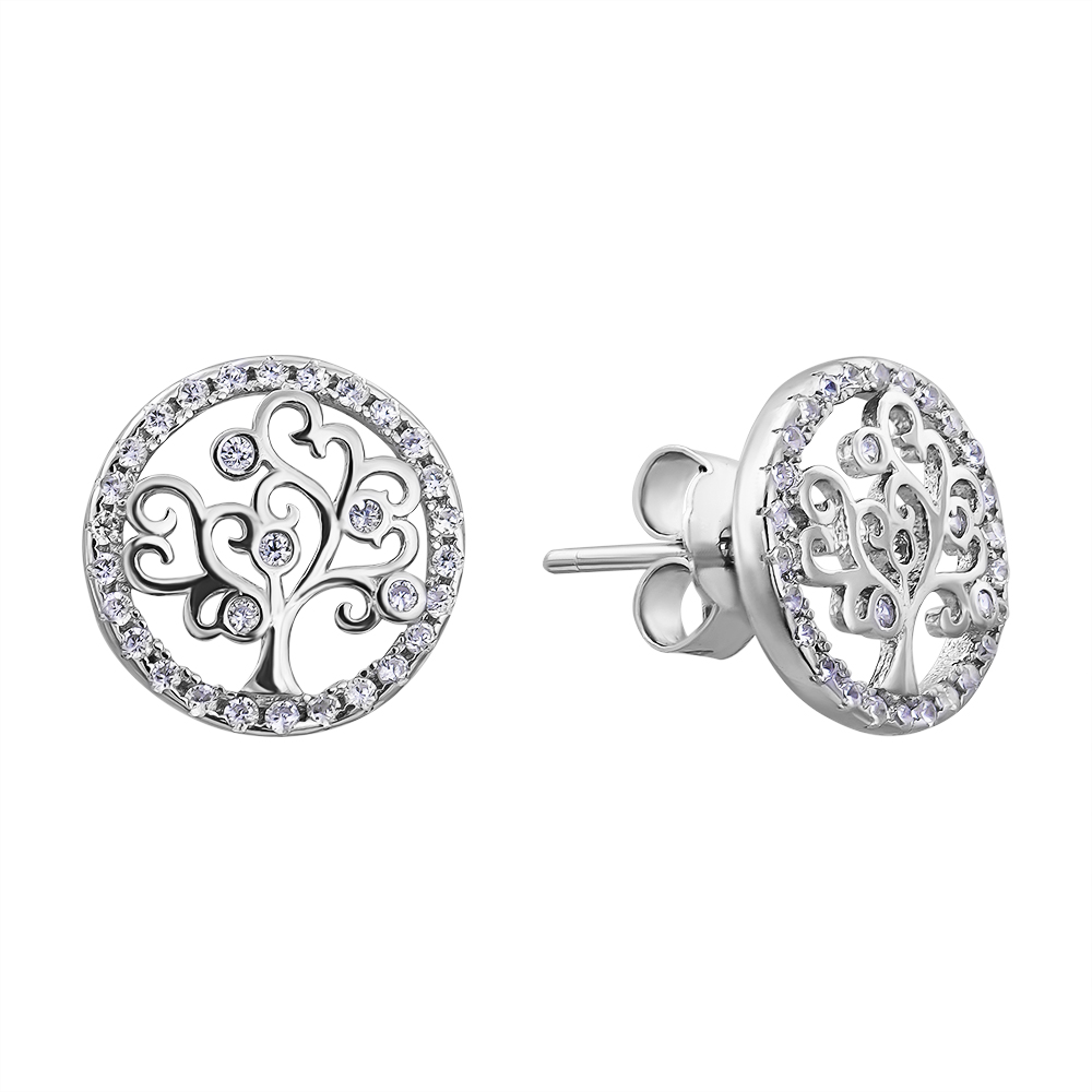 

Серебряные серьги Древо жизни с фианитами 000132641