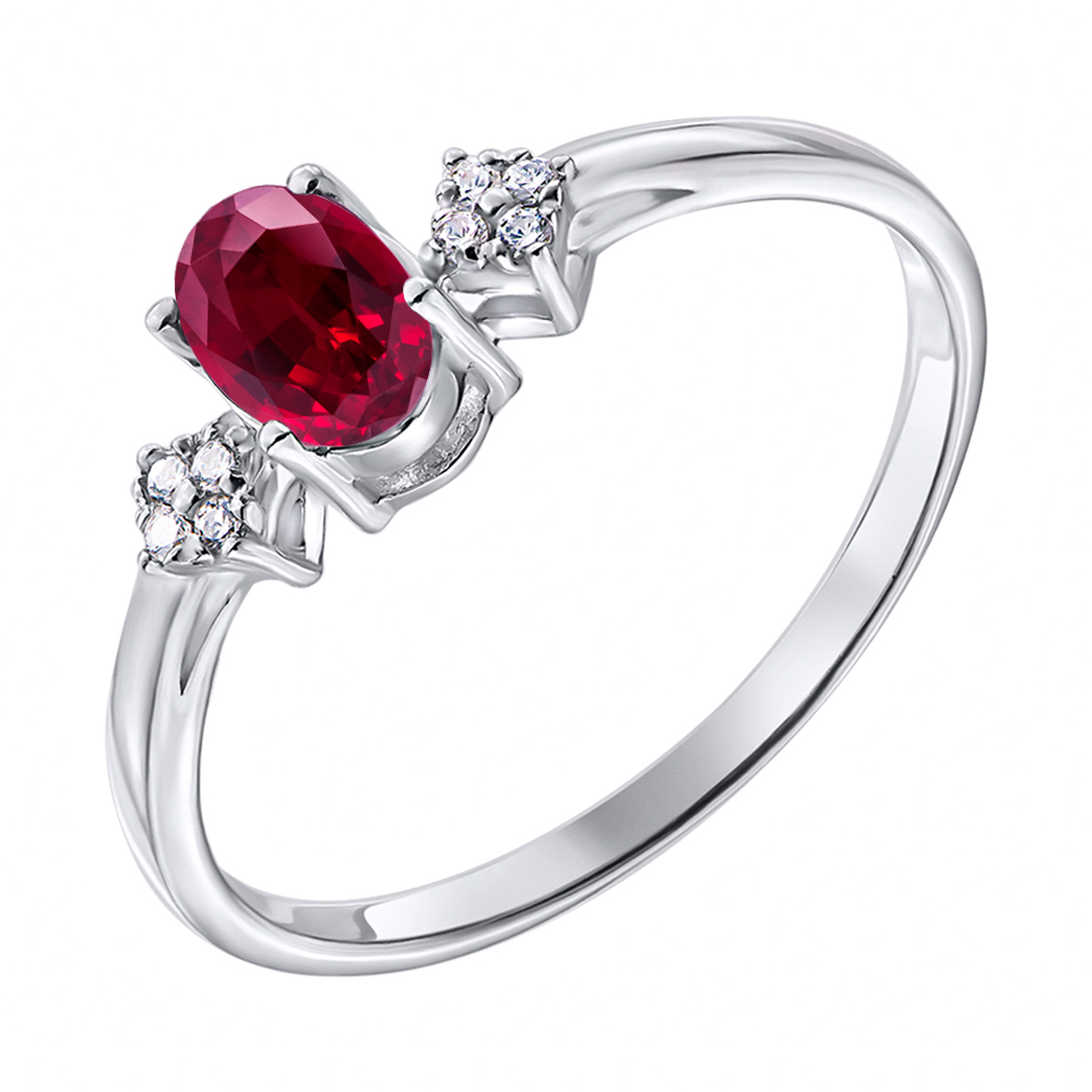 

Серебряное кольцо с рубином и фианитами 000135981 17 размера